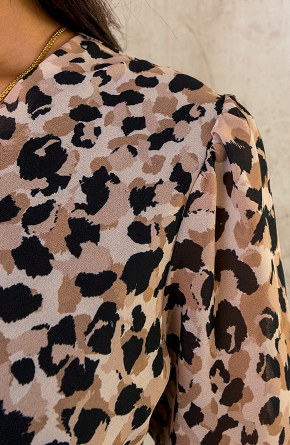 V-hals Strik Jurk Dots Beige – shoparchief, foto 5