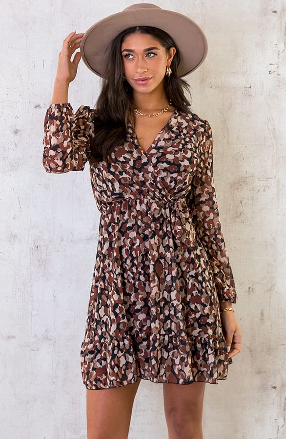 V-hals Strik Jurk Dots Choco – shoparchief, foto 3