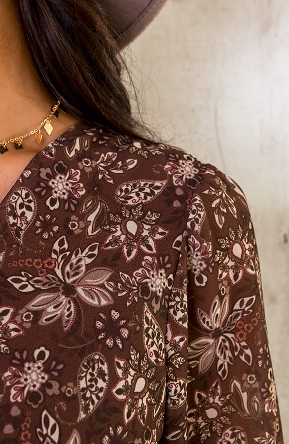 V-hals Strik Jurk Flower Choco – shoparchief, foto 6