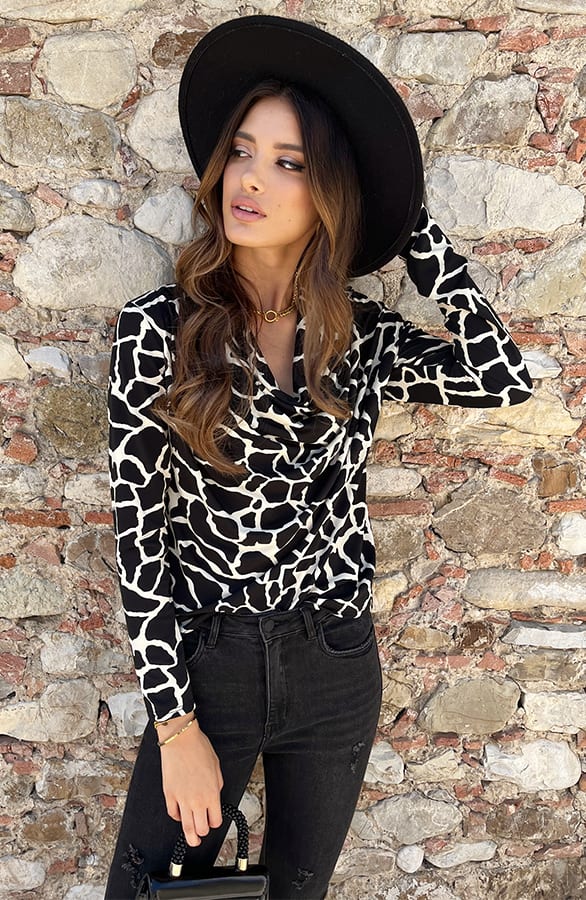 Waterval Longsleeve Giraffe Top Beige – shoparchief, foto 5