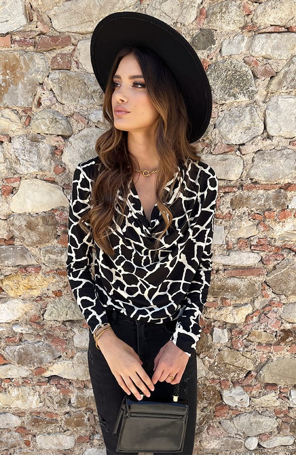 Waterval Longsleeve Giraffe Top Beige – shoparchief, foto 4