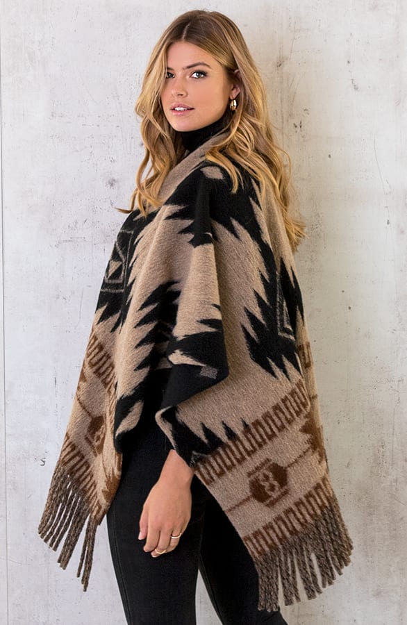 Woven Poncho Camel – shoparchief, foto 4