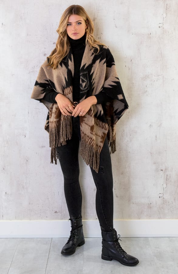 Woven Poncho Camel – shoparchief, foto 7