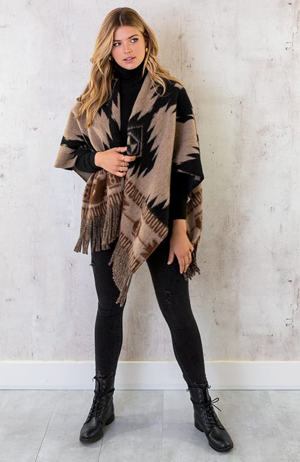 Woven Poncho Camel – shoparchief, foto 8