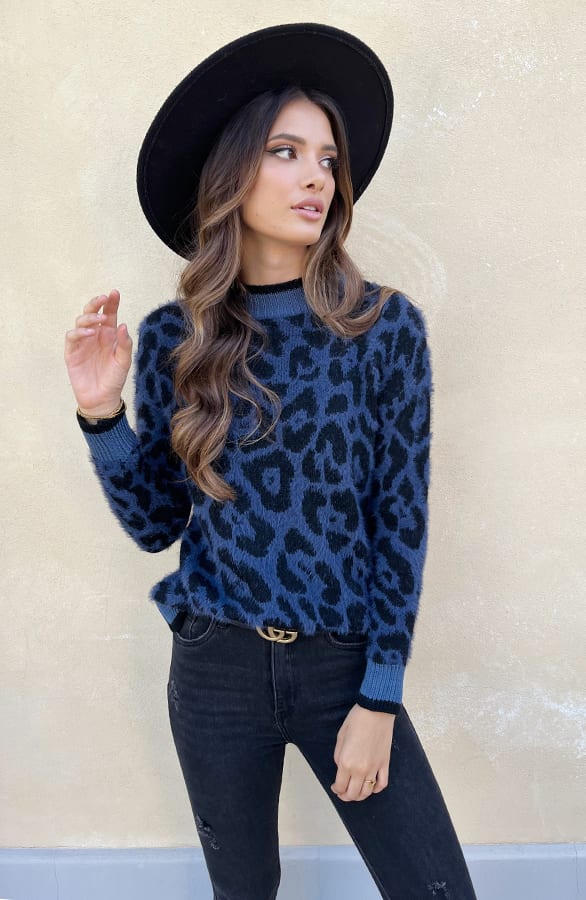 Soft Trui Panterprint Blauw – shoparchief, foto 3