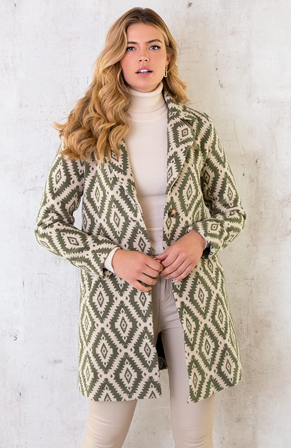 Aztec Printed Jas Army – shoparchief, foto 3