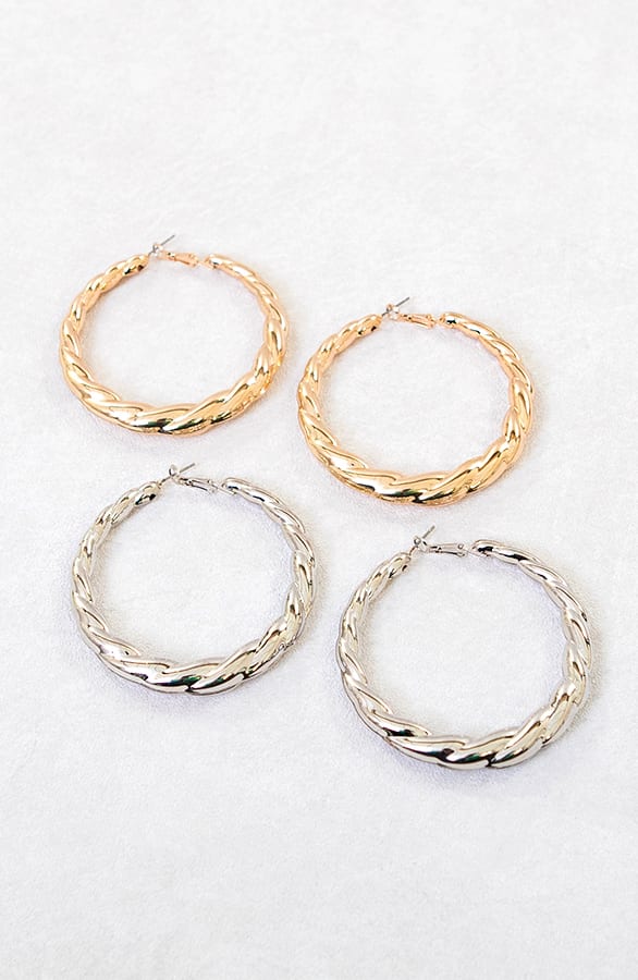 Braided Big Hoops Oorbellen Goud – shoparchief, foto 3