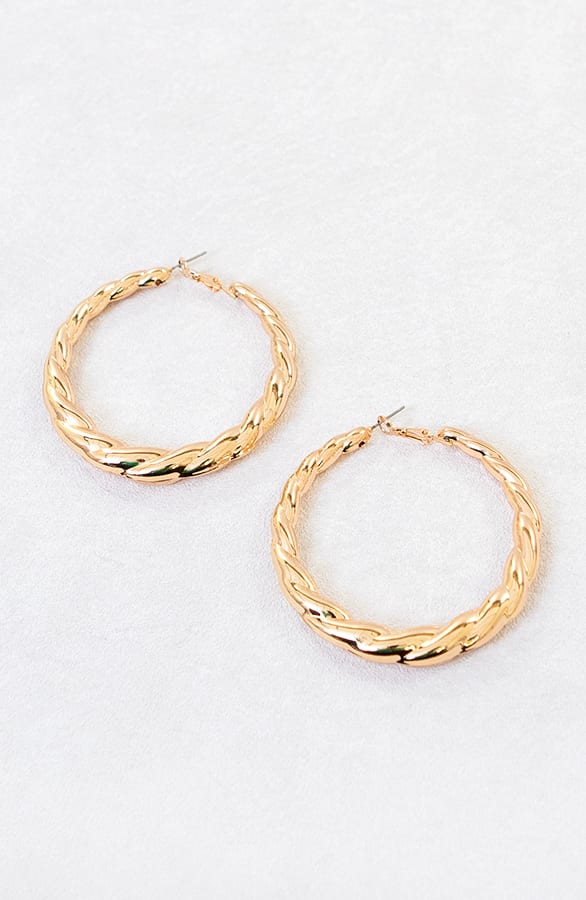 Braided Big Hoops Oorbellen Goud – shoparchief, foto 1