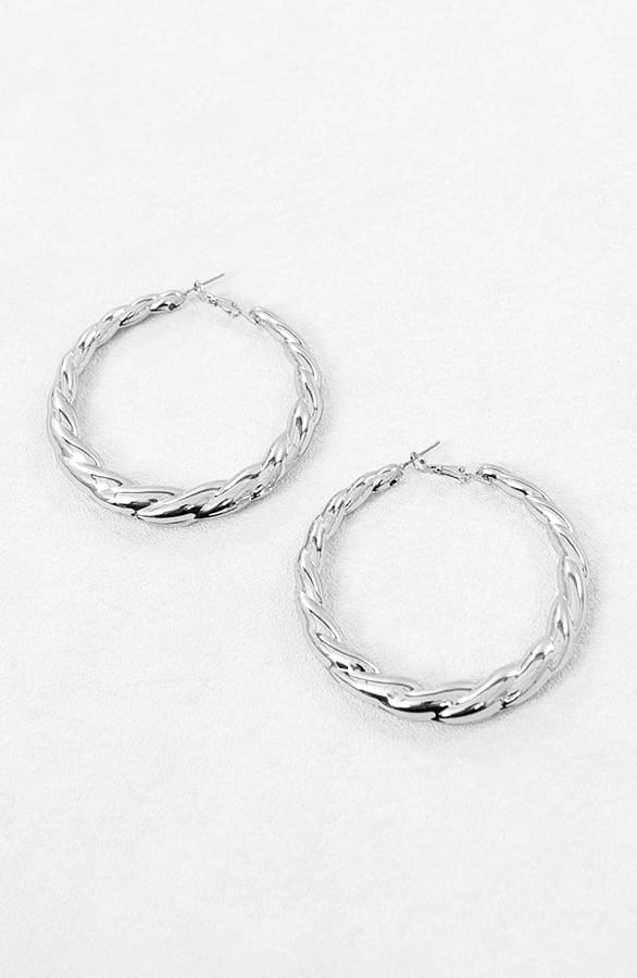 Braided Big Hoops Oorbellen Zilver – shoparchief, foto 1