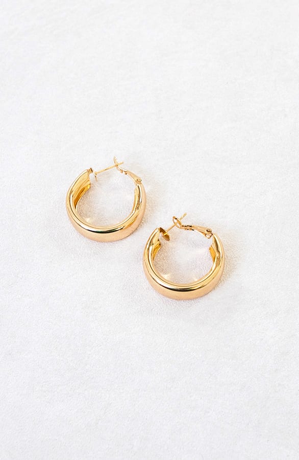 Brede Hoops Oorbellen Goud – shoparchief, foto 2