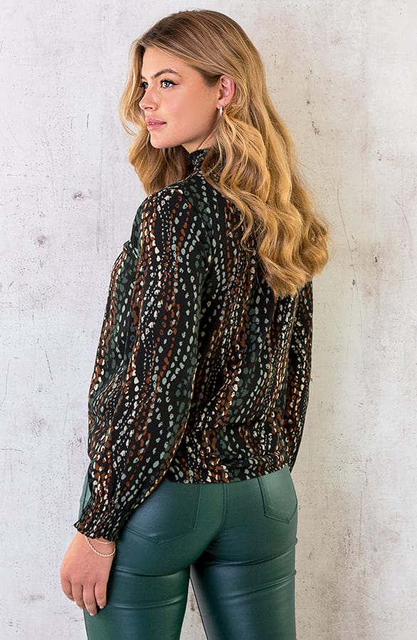 Col Blouse Dots Print Army – shoparchief, foto 5