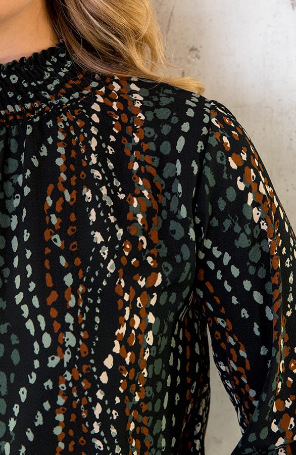 Col Blouse Dots Print Army – shoparchief, foto 6
