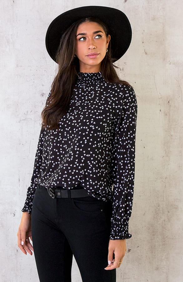 Col Blouse Hartjes Zwart WIt – shoparchief, foto 3