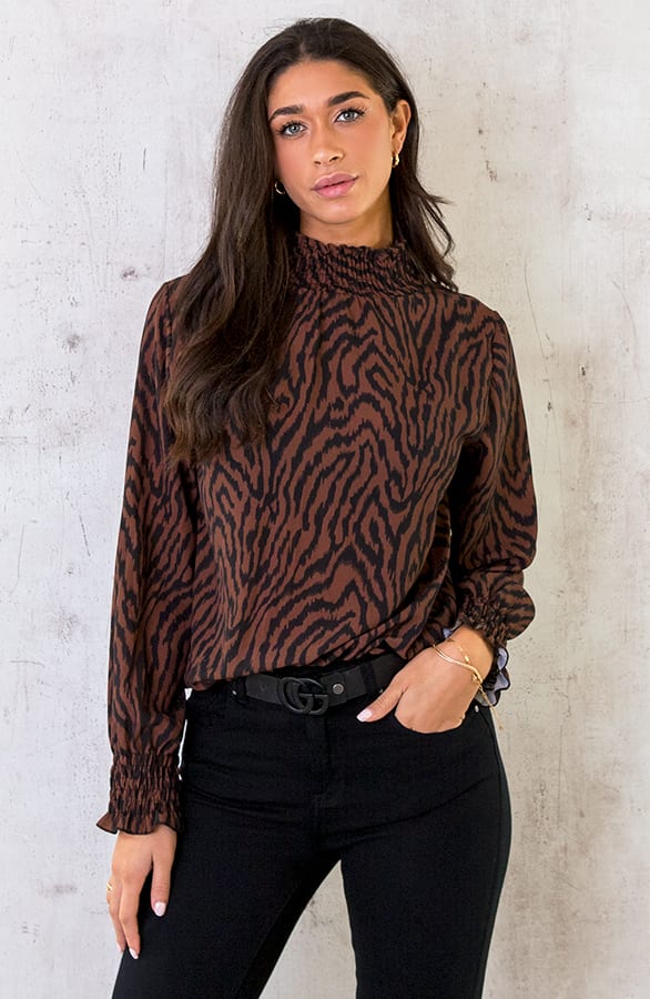 Col Blouse Zebra Bruin – shoparchief, foto 1