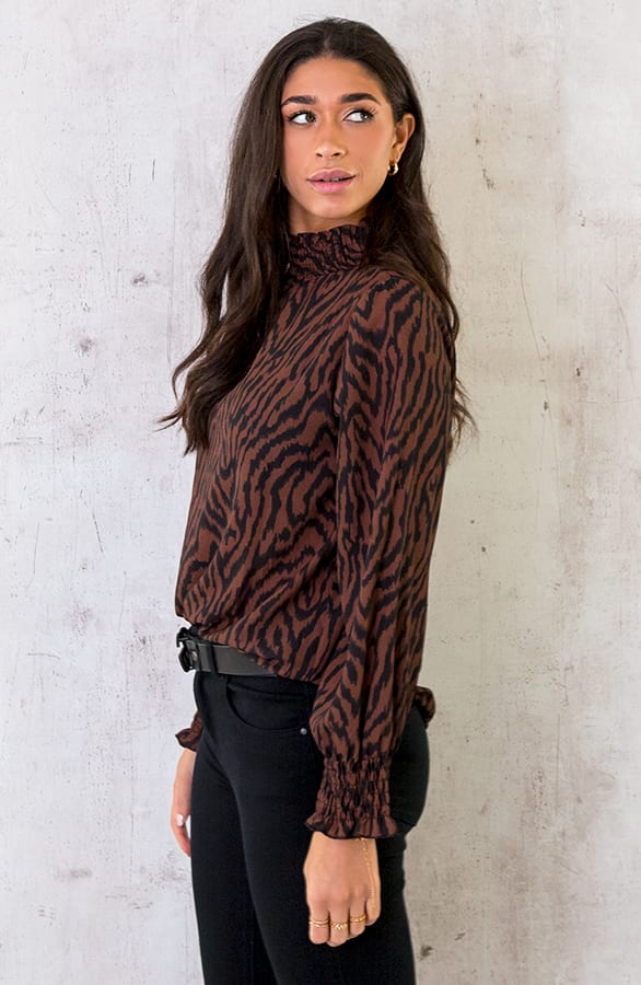 Col Blouse Zebra Bruin – shoparchief, foto 4