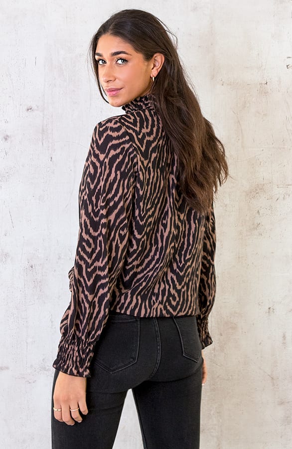Col Blouse Zebra Camel – shoparchief, foto 5
