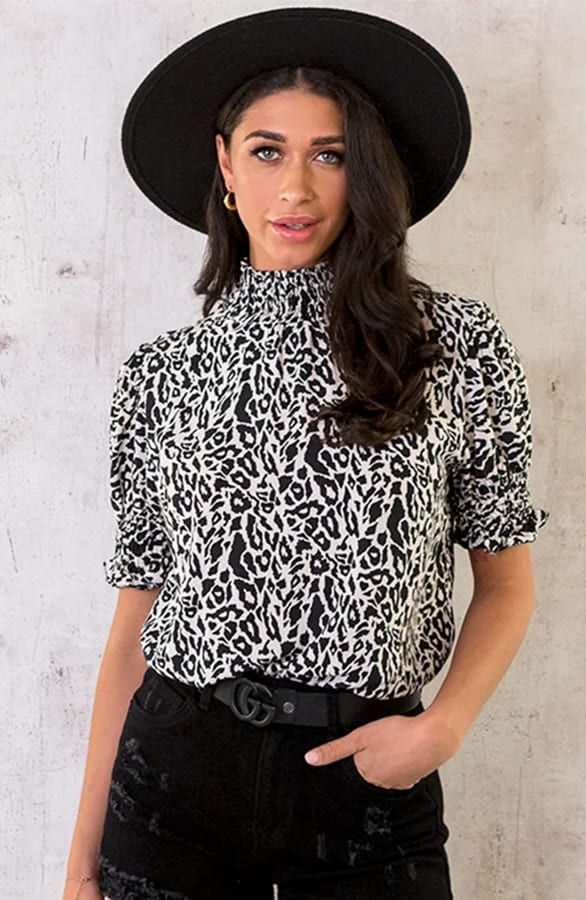 Col Top Animal Print Ecru Zwart – shoparchief, foto 2