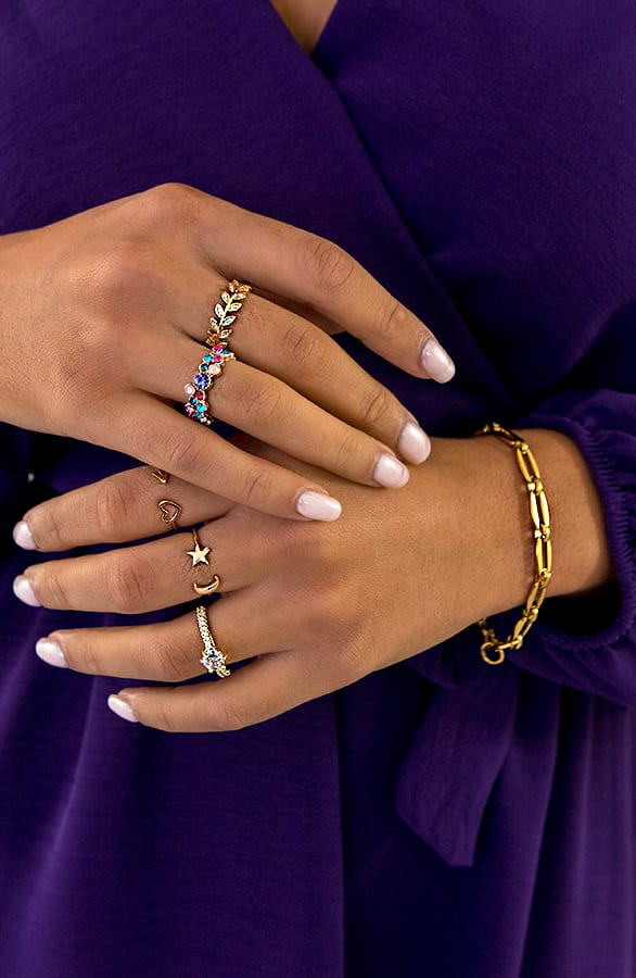 Colorful Steentjes Ring Koper Goud – shoparchief, foto 1