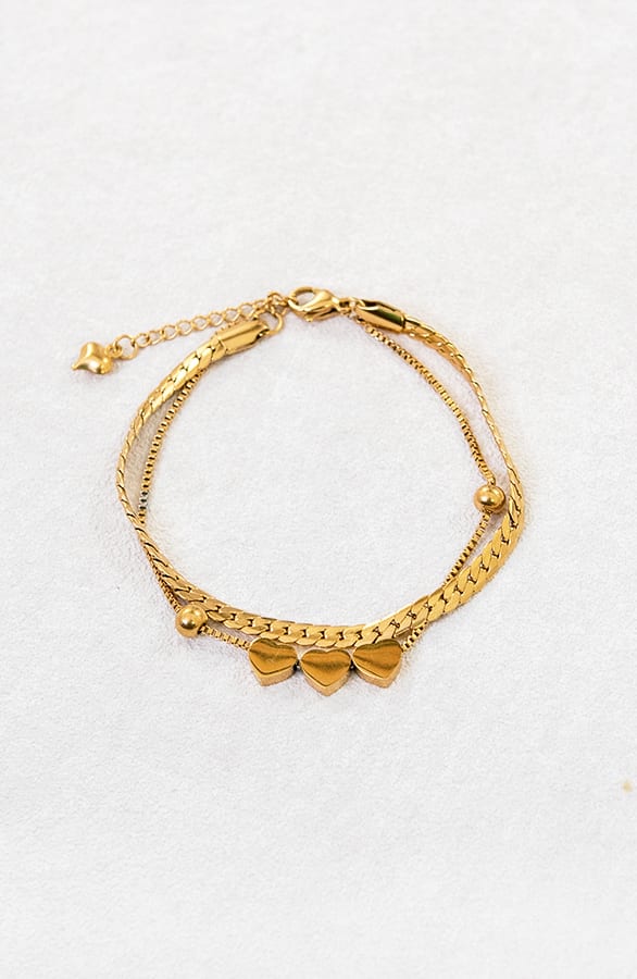 Double Hearts Snake Armband Goud – shoparchief, foto 1
