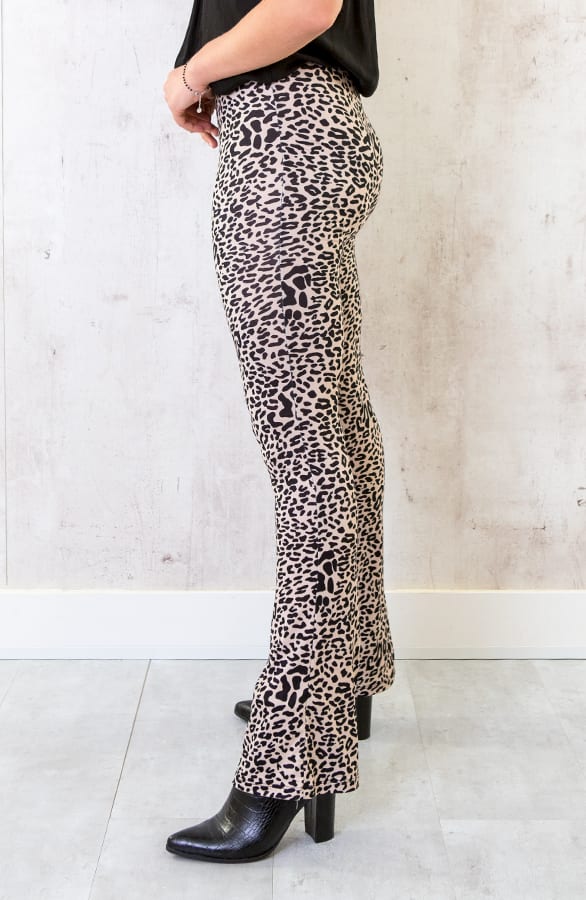 Flared Broek Luxe Leopard Beige – shoparchief, foto 3