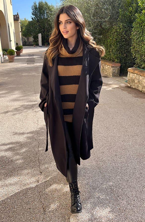 Oversized Strik Jas Zwart – shoparchief, foto 8