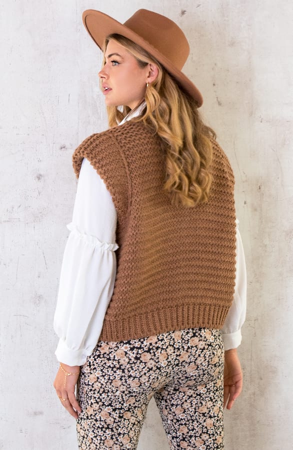 Gebreid Gilet Camel – shoparchief, foto 5