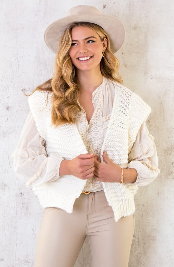 Gebreid Gilet Ecru – shoparchief, foto 3