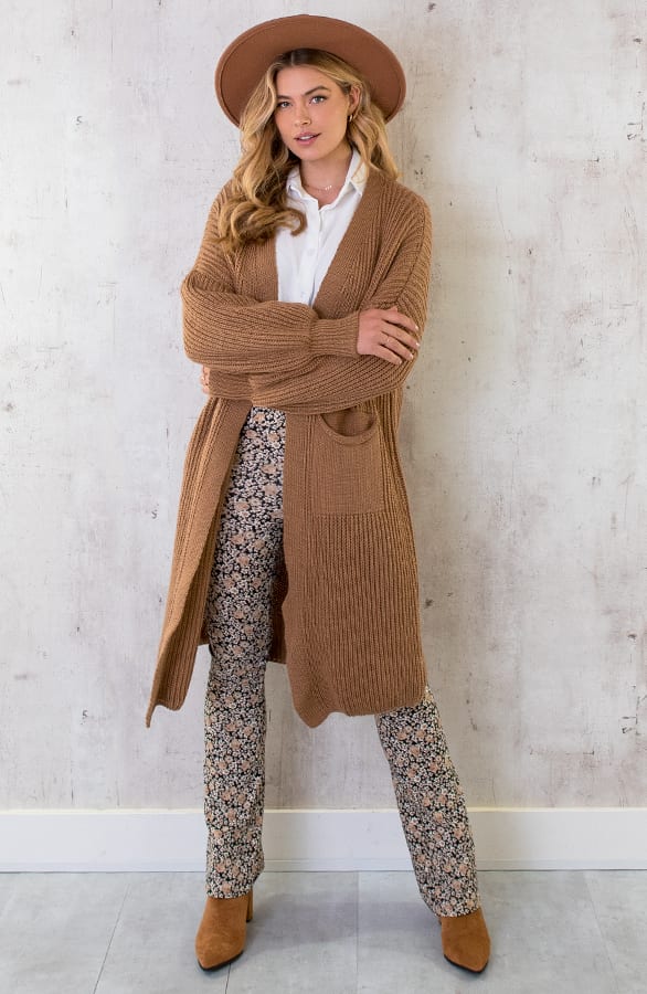 Gebreid Vest Met Zakken Camel – shoparchief, foto 2