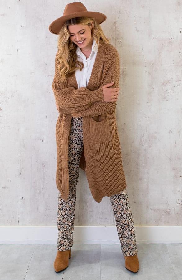 Gebreid Vest Met Zakken Camel – shoparchief, foto 3
