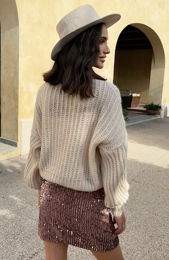 Gebreide Boothals Trui Beige – shoparchief, foto 10