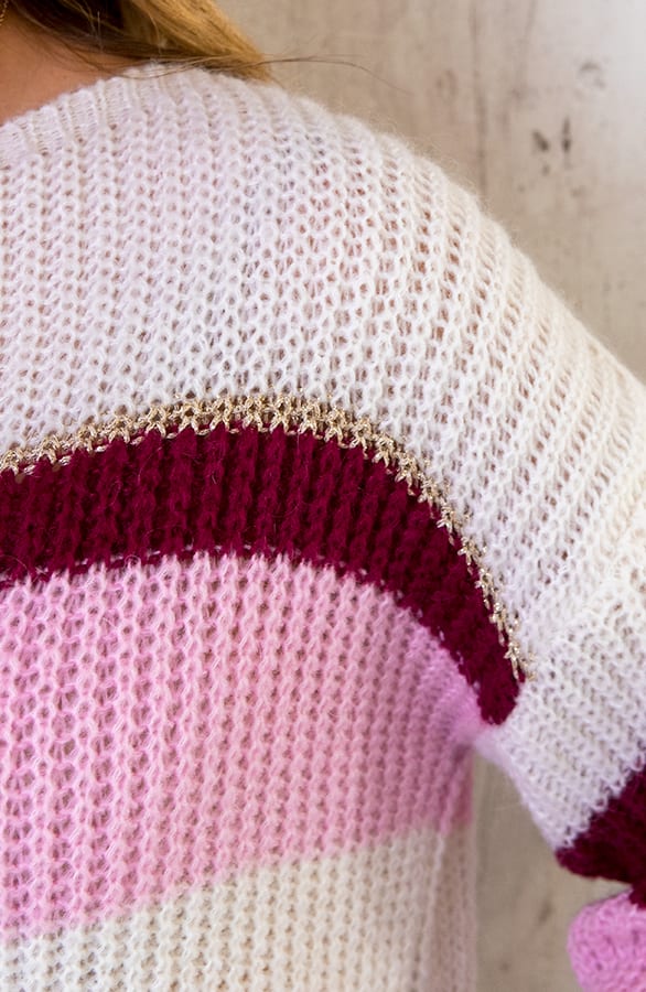 Gebreide Strepen Trui Roze – shoparchief, foto 6
