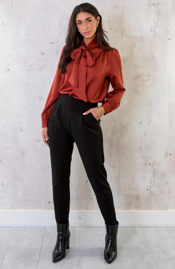 Strik Blouse Satijn Terracotta – shoparchief, foto 7