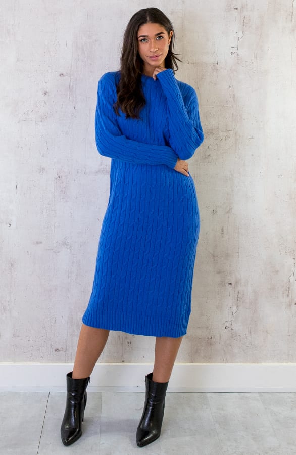 Knitted Dress Kabelpatroon Kobalt – shoparchief, foto 4