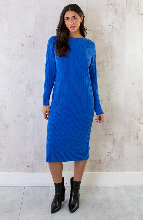 Knitted Dress Kabelpatroon Kobalt – shoparchief, foto 3