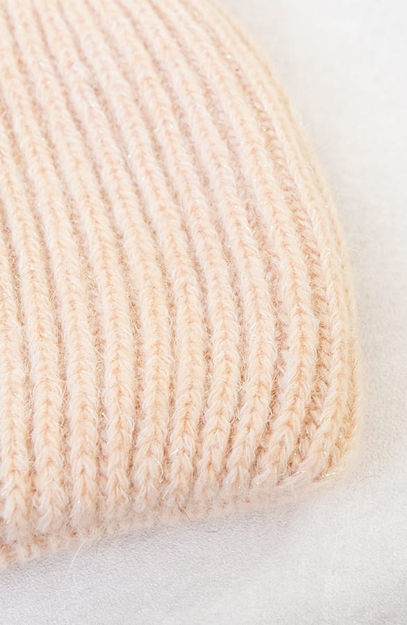 Knitted Pailletten Beanie Beige – shoparchief, foto 2