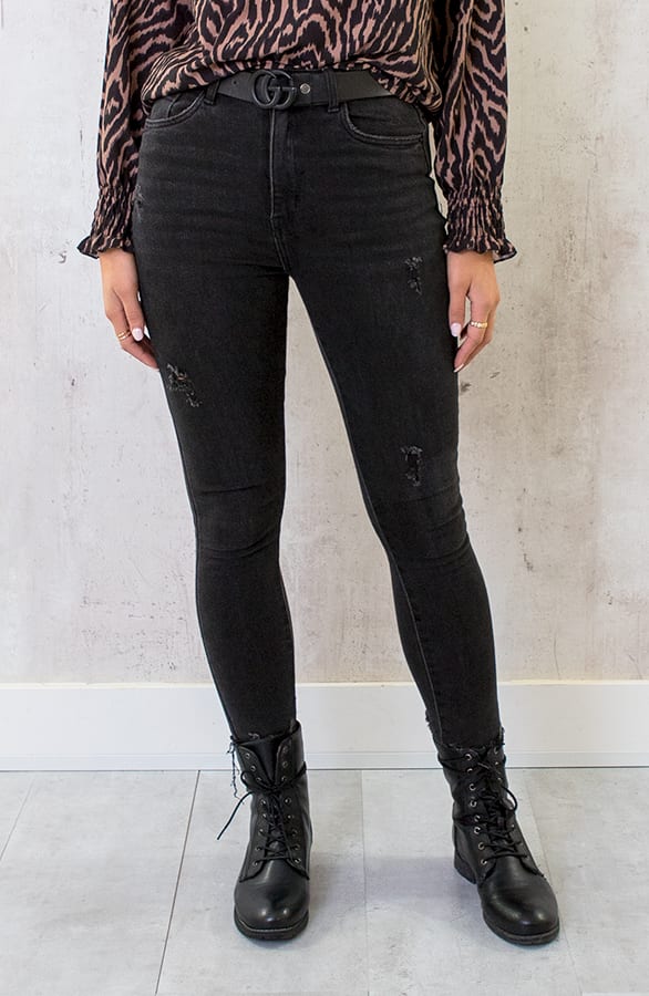 Skinny High Waisted Jeans Dark Grey – shoparchief, foto 6