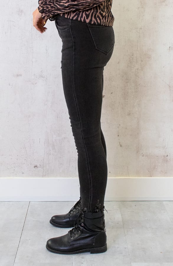 Skinny High Waisted Jeans Dark Grey – shoparchief, foto 7