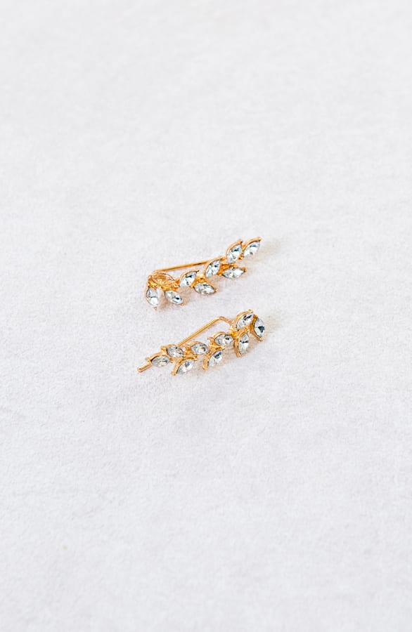 Luxe Oorklimmer Oorbellen Leaves Goud – shoparchief, foto 1