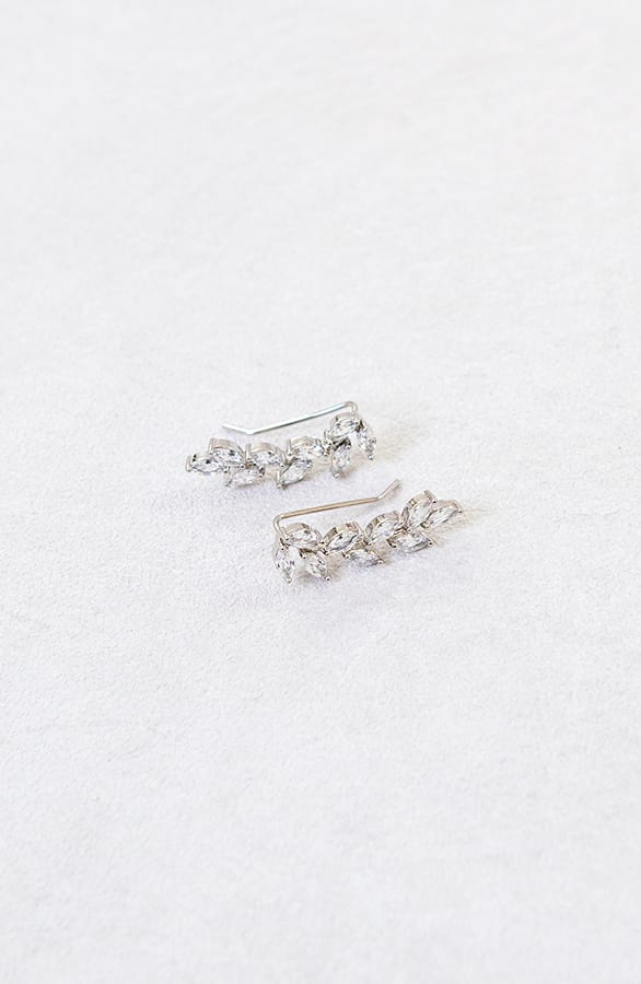 Luxe Oorklimmer Oorbellen Leaves Zilver – shoparchief, foto 1