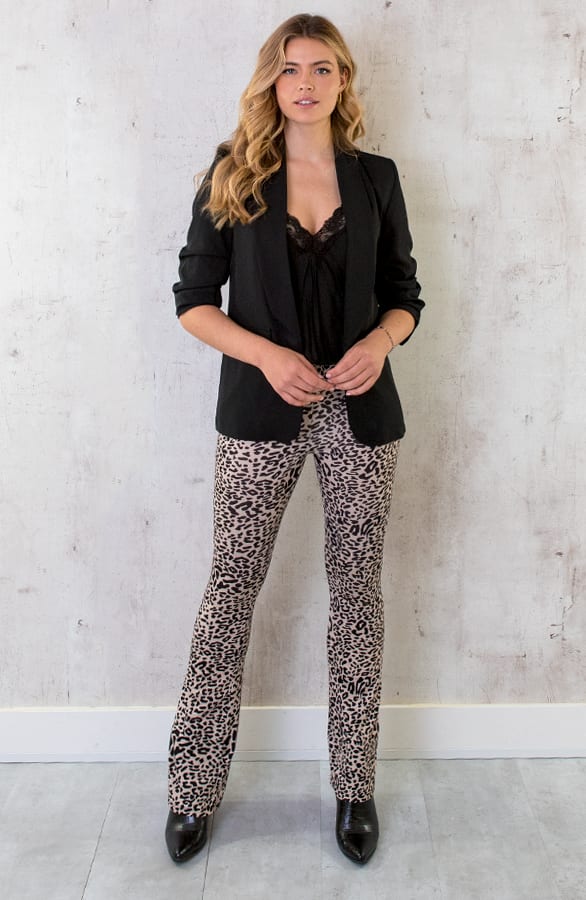 Flared Broek Luxe Leopard Beige – shoparchief, foto 5