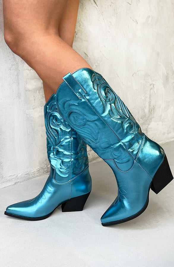 Metallic Cowboy Stiefel Blau, Shoparchiv, Foto 1