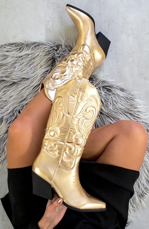 Metallic Cowboy Laarzen Gold – shoparchief, foto 1