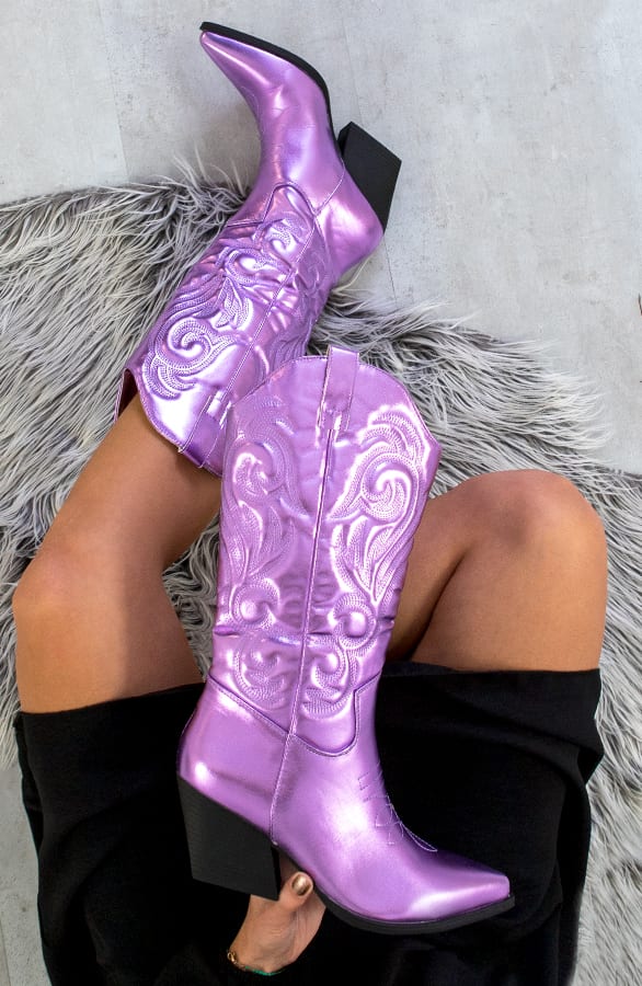 Metallic Cowboy Laarzen Lila – shoparchief, foto 3