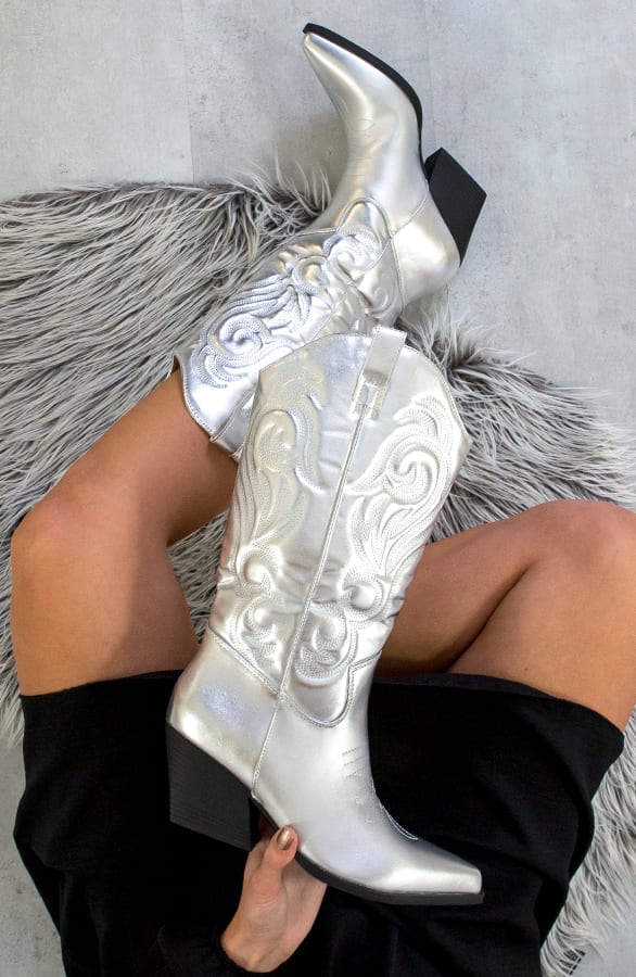 Metallic Cowboy Laarzen Silver – shoparchief, foto 6