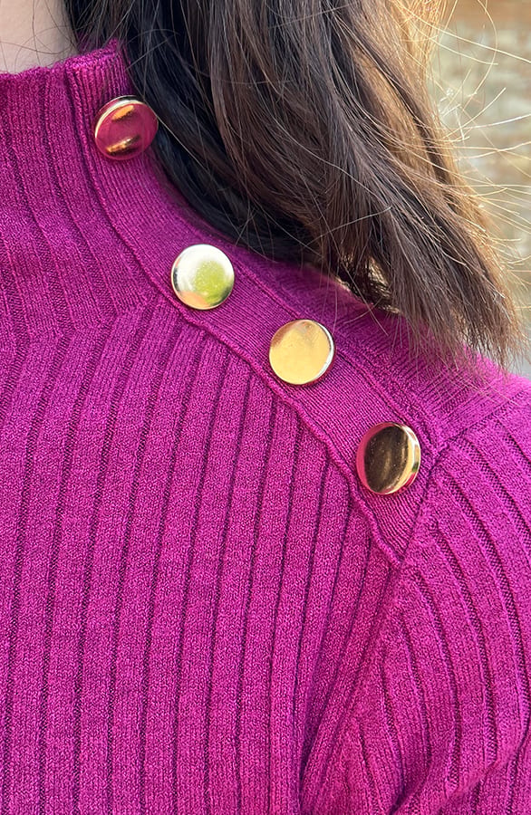 Midi Knopen Col Jurk Magenta – shoparchief, foto 6