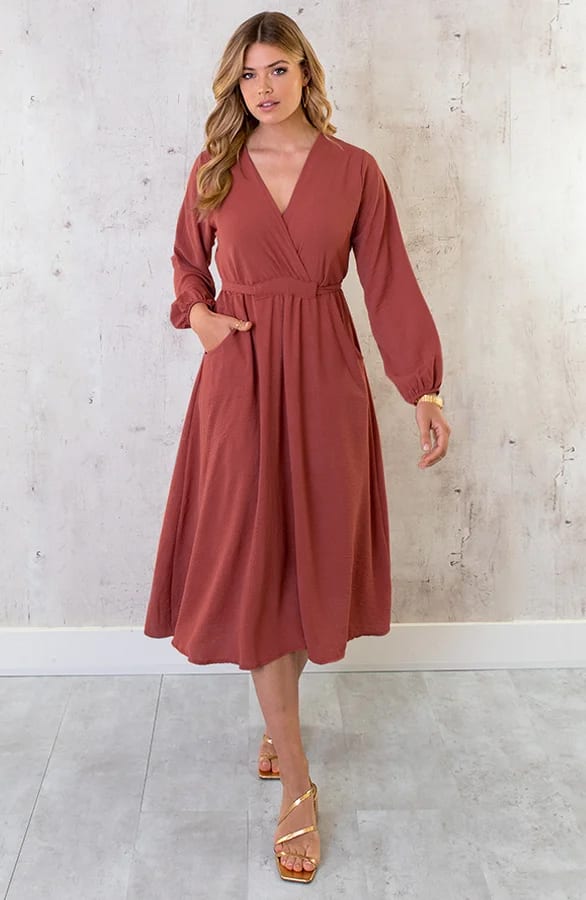 Midi Pocket Dress Terracotta – shoparchief, foto 2