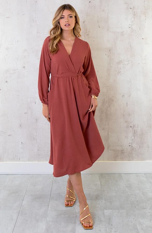 Midi Pocket Dress Terracotta – shoparchief, foto 3