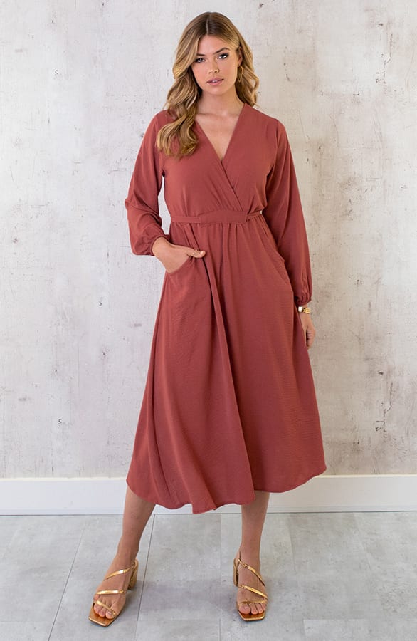 Midi Pocket Dress Terracotta – shoparchief, foto 1