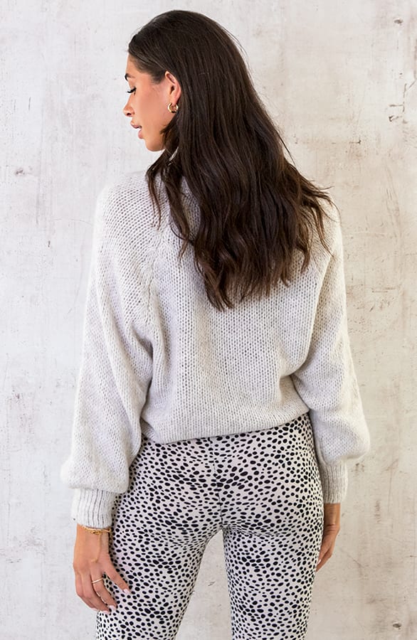 Oversized Gebreide Trui Gemeleerd Beige – shoparchief, foto 5