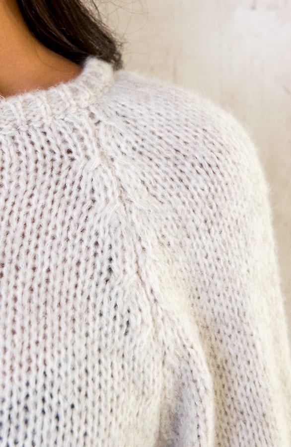 Oversized Gebreide Trui Gemeleerd Beige – shoparchief, foto 6